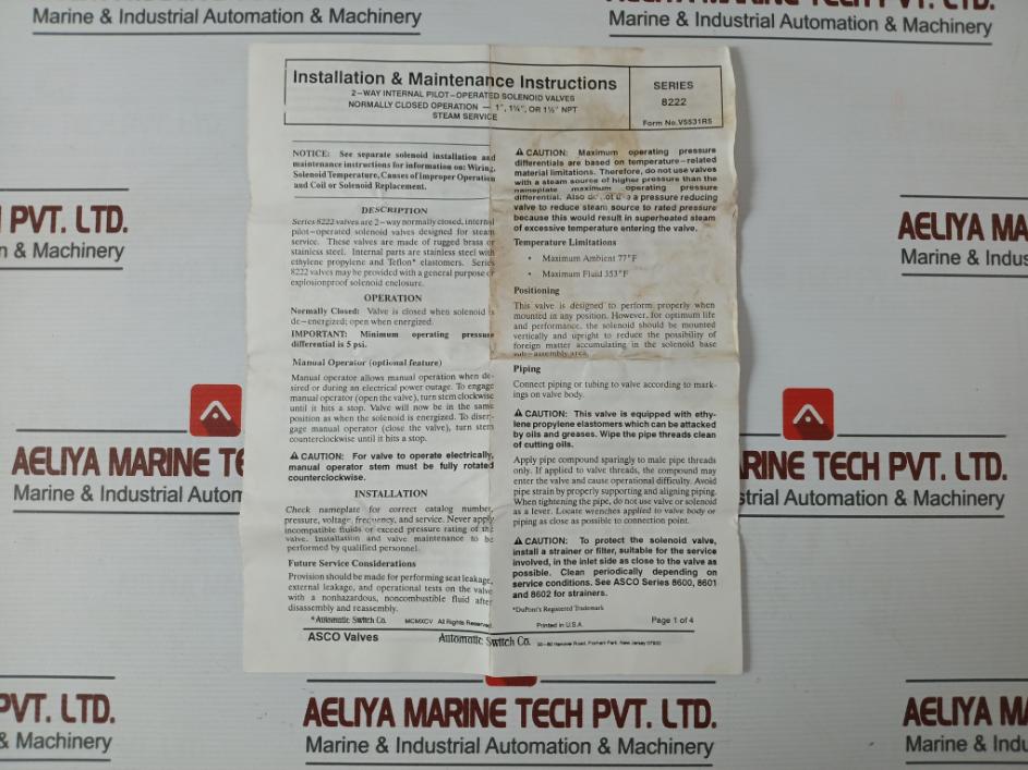 Asco 304046 Spare Parts Kit For 1-1/2