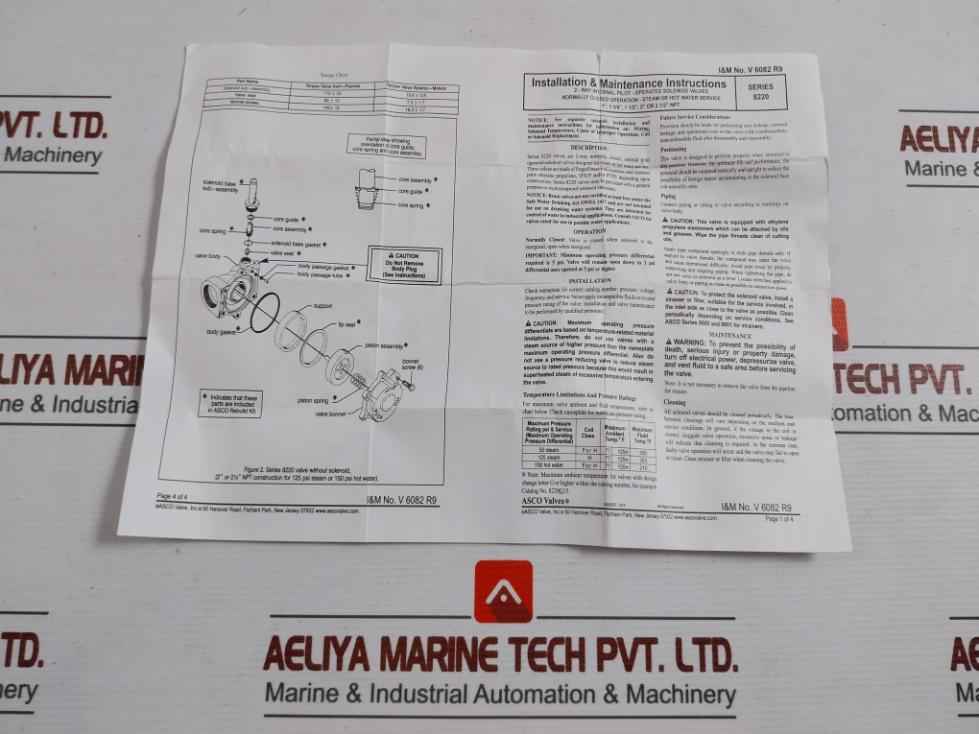 Asco 304393 Valve Rebuild Kit Series 8220 Vv.797.51.76.008