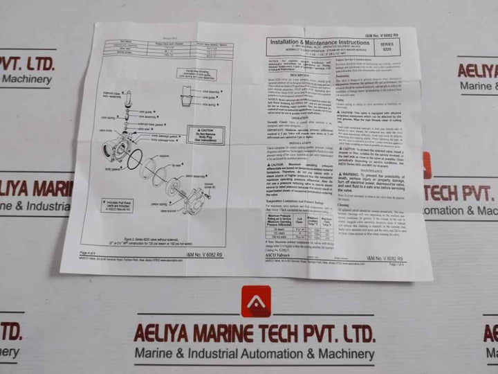 Asco 304393 Valve Rebuild Kit Series 8220 Vv.797.51.76.008