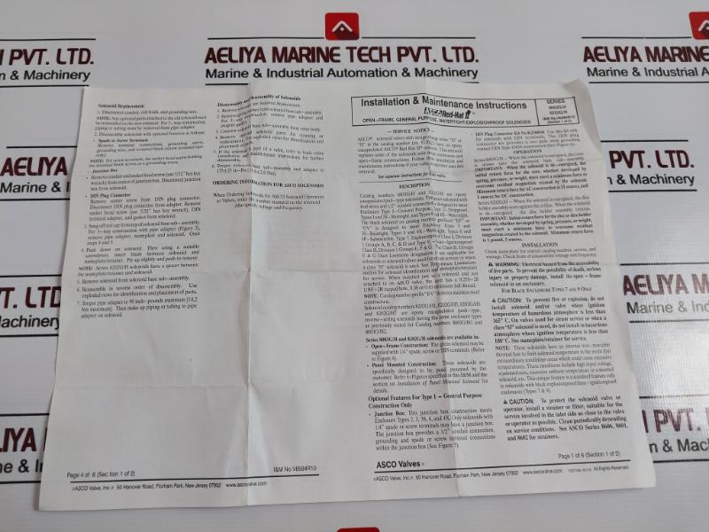 Asco 8215G033 2/2 Direct Acting 2-way Solenoid Valve Piloted Aluminum Body