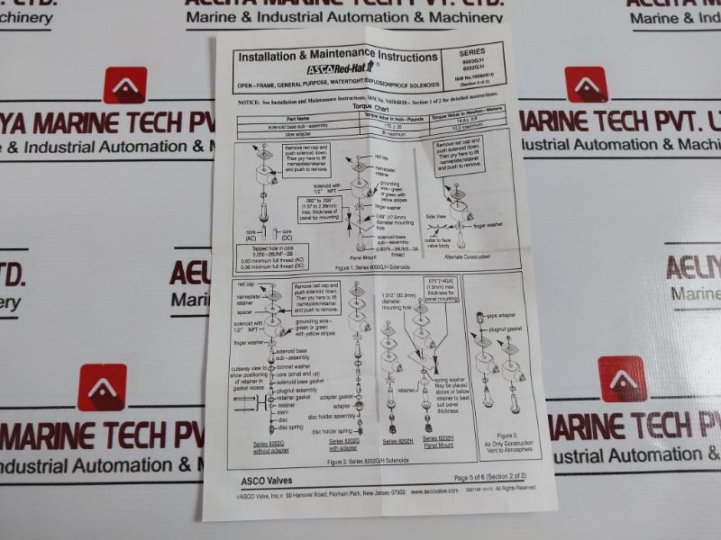 Asco 8215G033 2/2 Direct Acting 2-way Solenoid Valve Piloted Aluminum Body