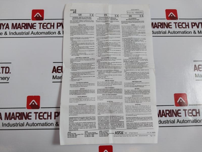 Asco 8215G033 2/2 Direct Acting 2-way Solenoid Valve Piloted Aluminum Body