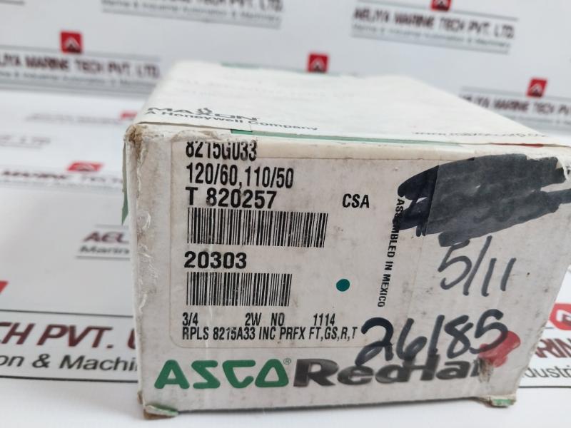 Asco 8215G033 2/2 Direct Acting 2-way Solenoid Valve Piloted Aluminum Body