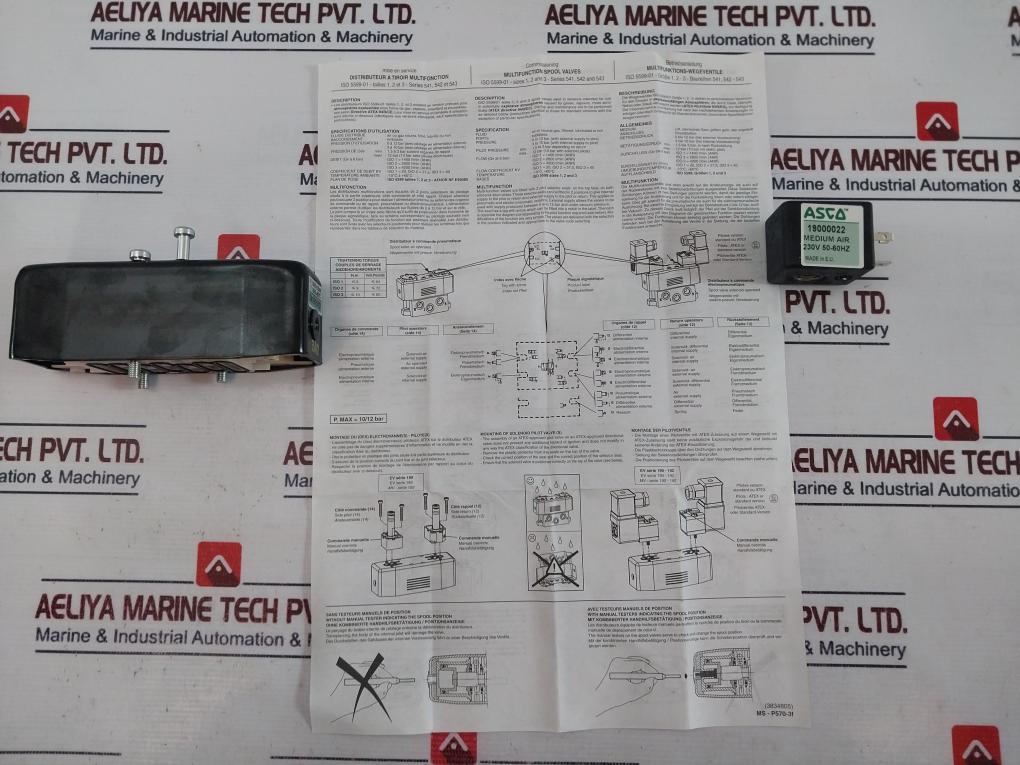 Asco Numatics 54191010 Multifunction Spool Valve Set 19000022 12 Bar