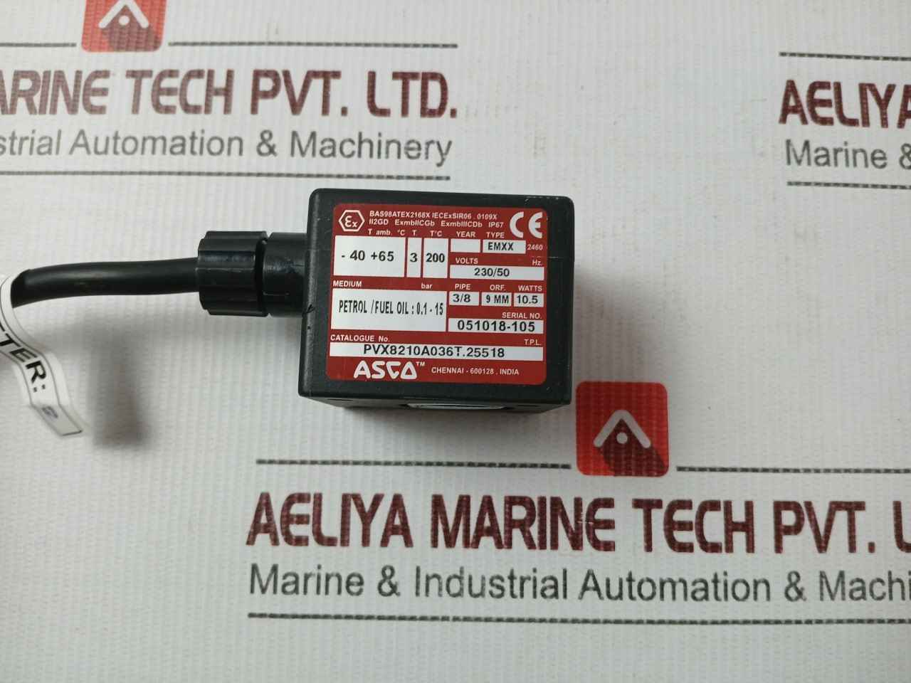 Asco Pvx8210A036T.25518 Solenoid Valve Connector With Cable 2 Meter 230/50 Hz