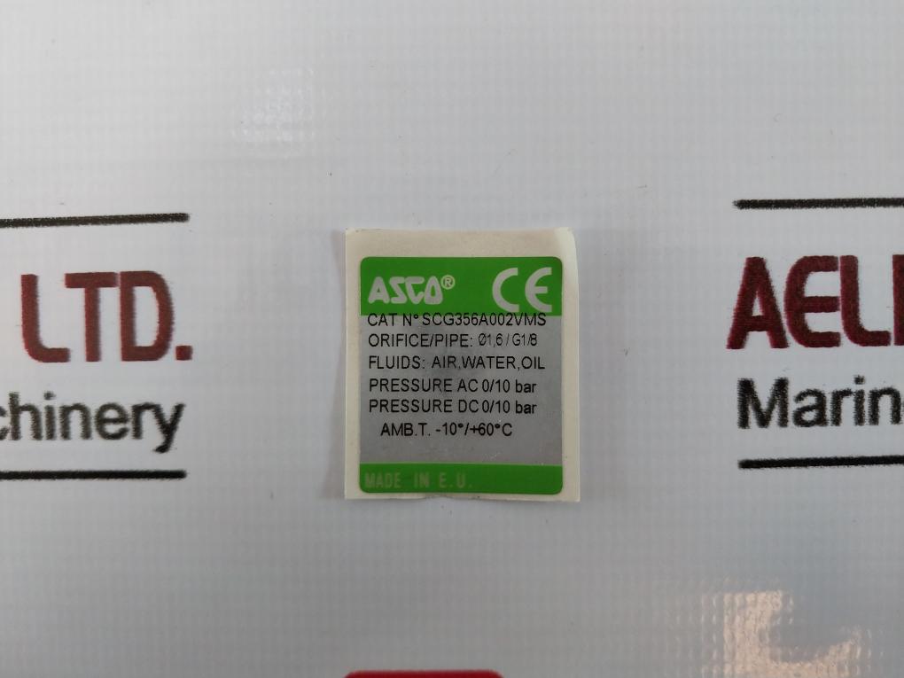 Asco Scg356a002vms Solenoid Valves Nc 1/8” Ø1.6 Orifice