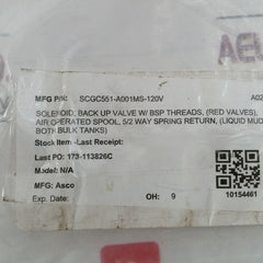 Asco Scg551A001Ms.24/Dc Solenoid Spool Valve 10Bar 2.5W Dc 6 Mm