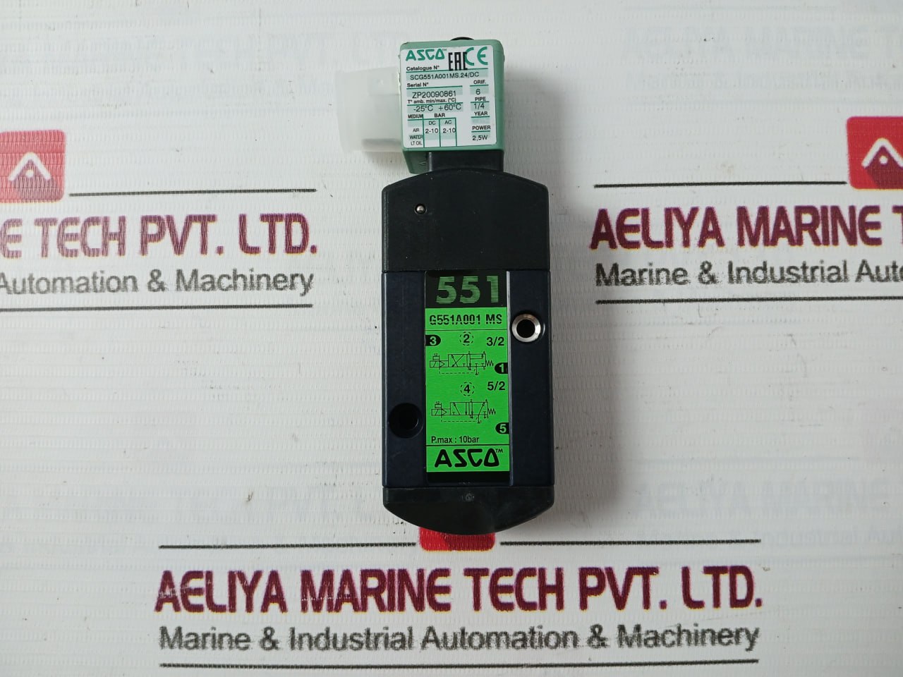 Asco Scg551A001Ms.24/Dc Solenoid Spool Valve 10Bar 2.5W Dc 6 Mm