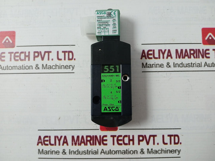 Asco Scg551A001Ms.24/Dc Solenoid Spool Valve 10Bar 2.5W Dc 6 Mm