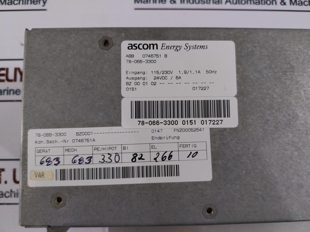 Ascom 78-066-3300 Power Supply 115/230V 1,9/1,1A 50Hz