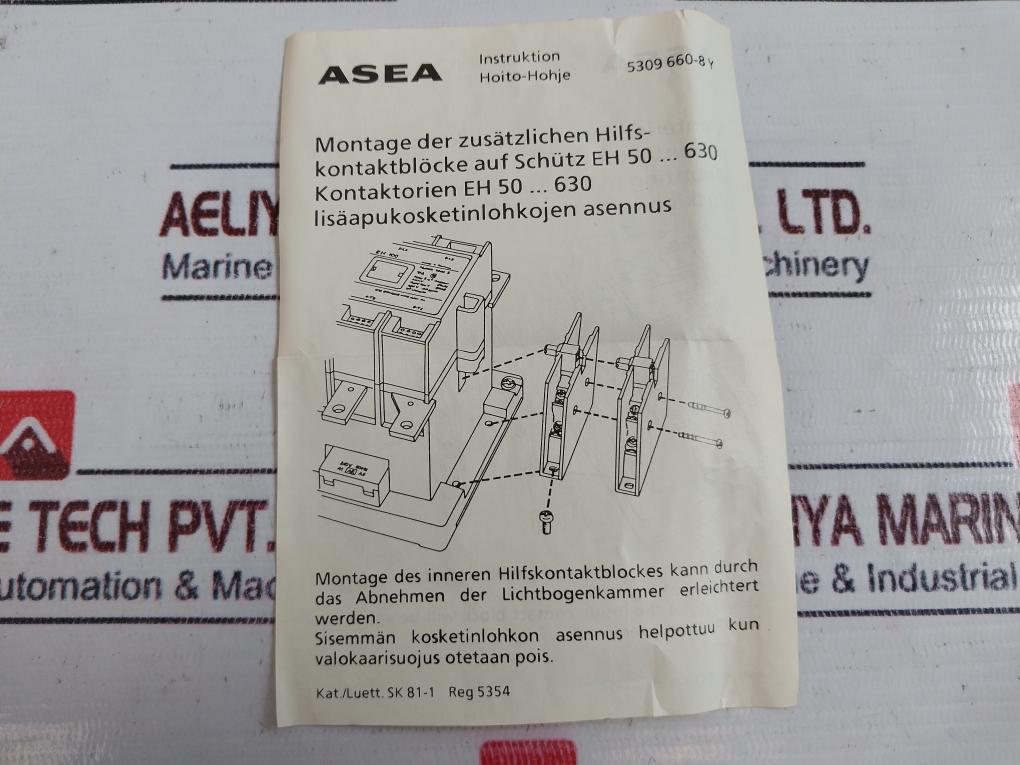 Asea 5309 660-8Y Auxiliary Contact Block 10A 600V Ac