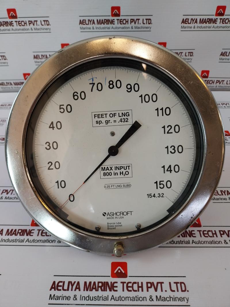 Ashcroft 0 To 154.32 Feet Of Lng Water Pressure Measurement Gauge