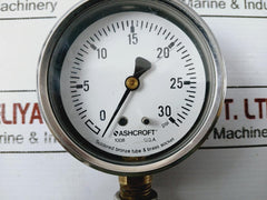 Ashcroft 1008 Pressure Gauge 0-30 Psi W/ Soldered Bronze Tube &amp; Brass Socket