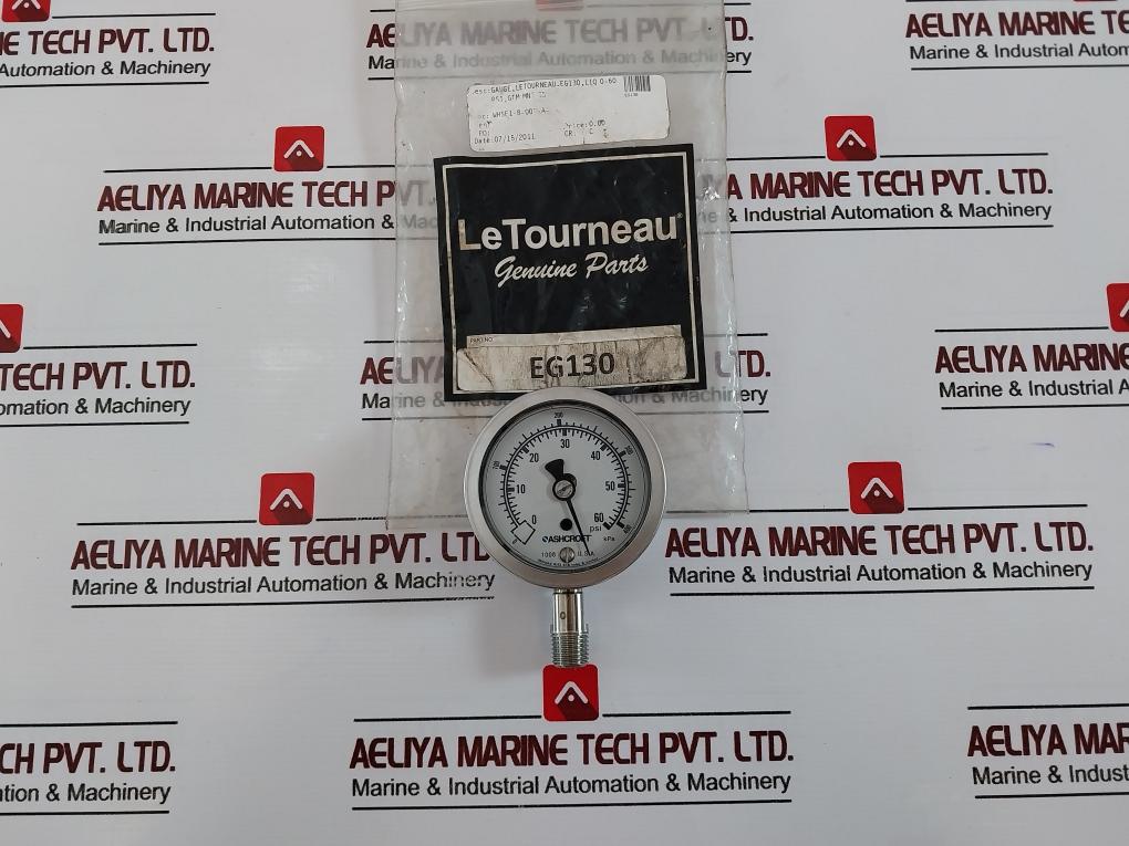 Ashcroft 238A460-02 Glycerin Filled Pressure Gauge 0-60 Psi 0-400 Kpa