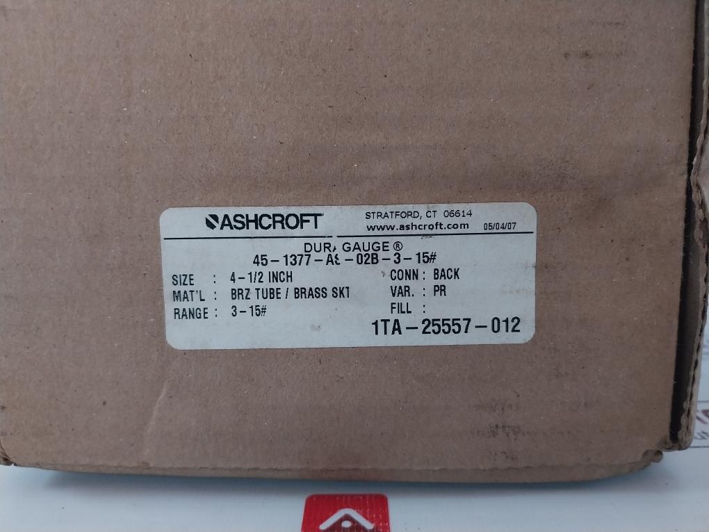 Ashcroft 238A679-01 Pressure Gauge 0-100Psi Pressure Regulator