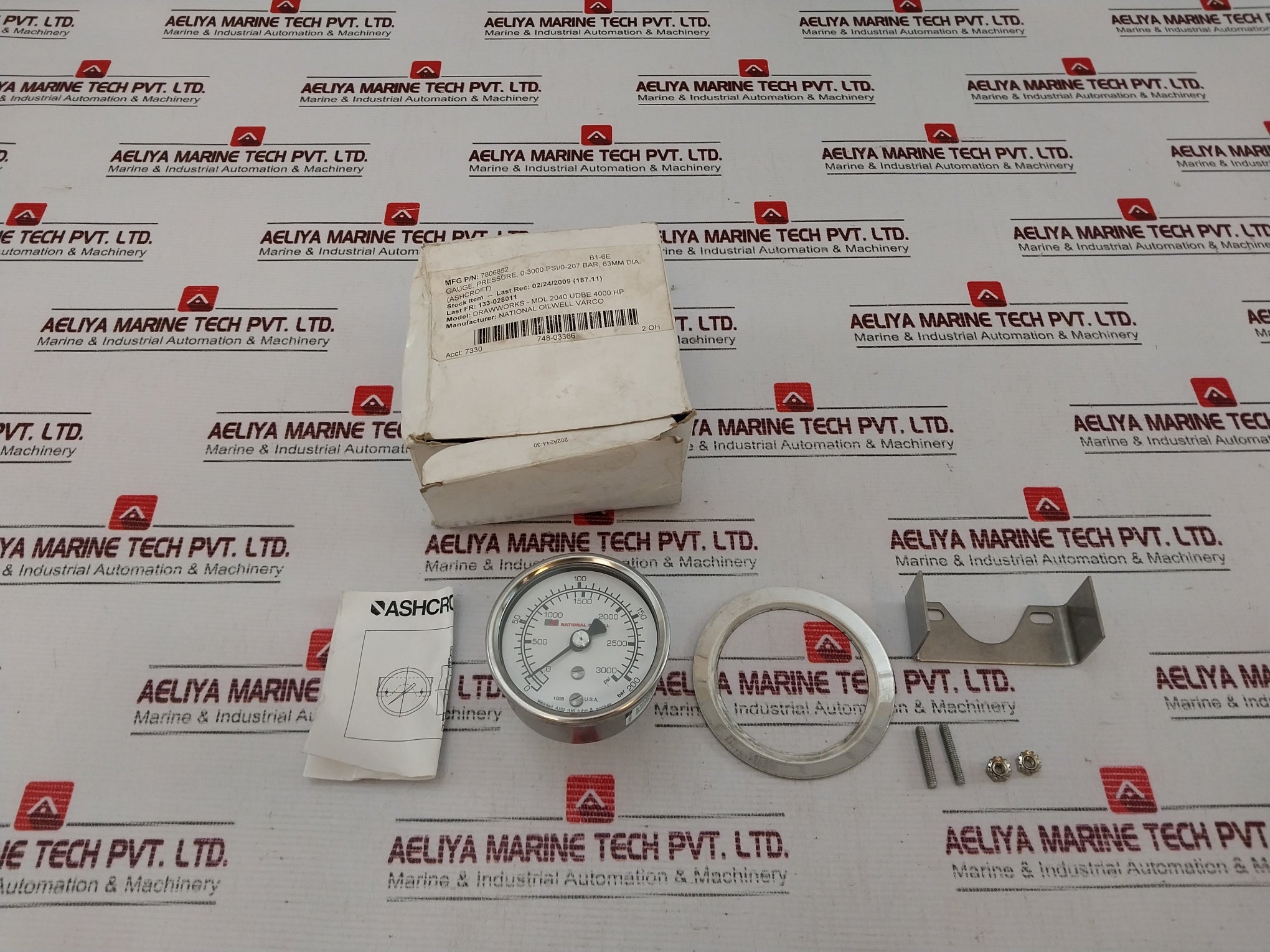 Ashcroft 63-1008-s-02B-3000#/Br-#160-03Ljllrf Pressure Gauge Kit Rev: E
