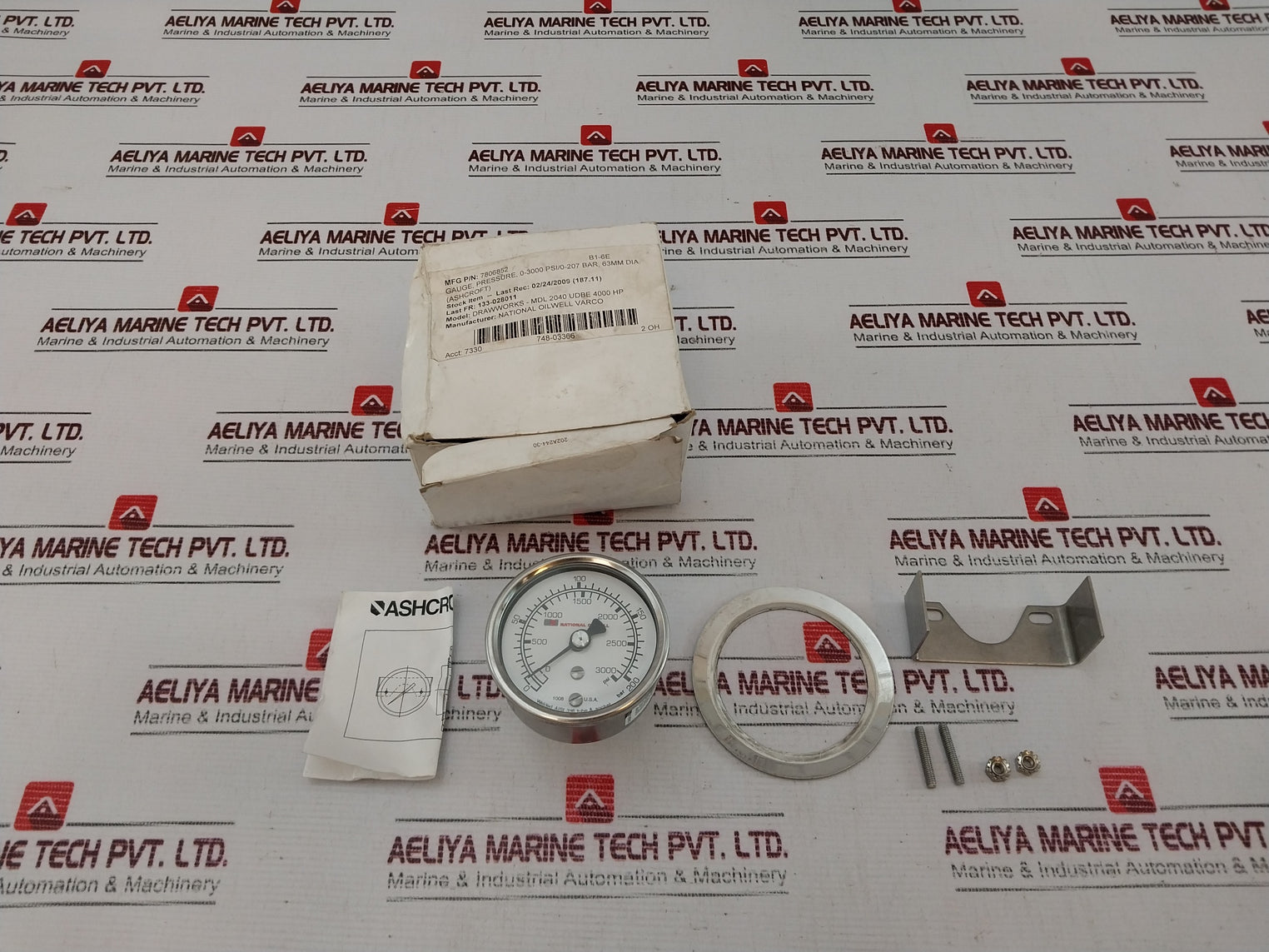 Ashcroft 63-1008-s-02B-3000#/Br-#160-03Ljllrf Pressure Gauge Kit Rev: E