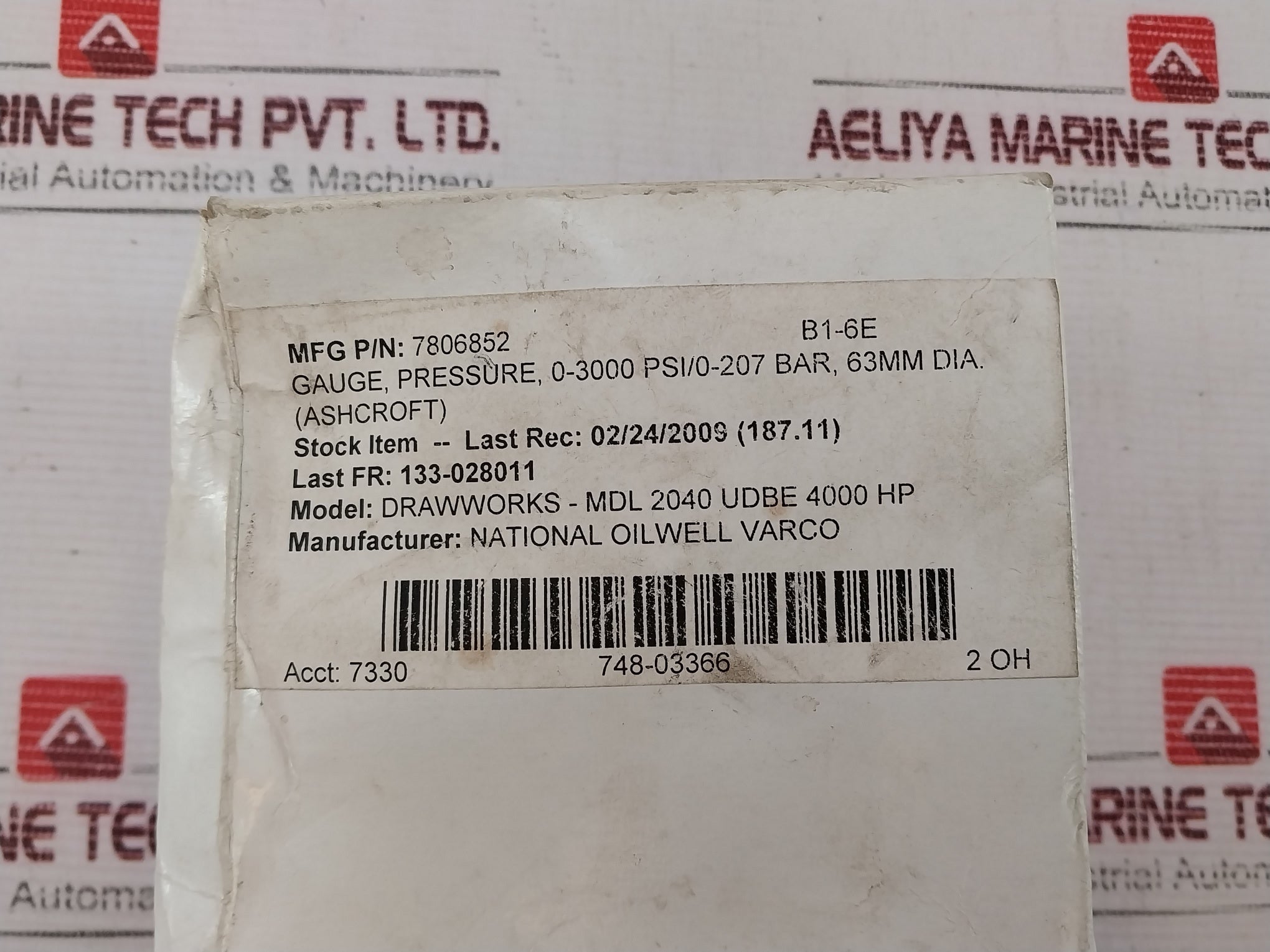 Ashcroft 63-1008-s-02B-3000#/Br-#160-03Ljllrf Pressure Gauge Kit Rev: E