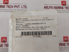 Ashcroft 63-1008-s-02B-3000#/Br-#160-03Ljllrf Pressure Gauge Kit Rev: E