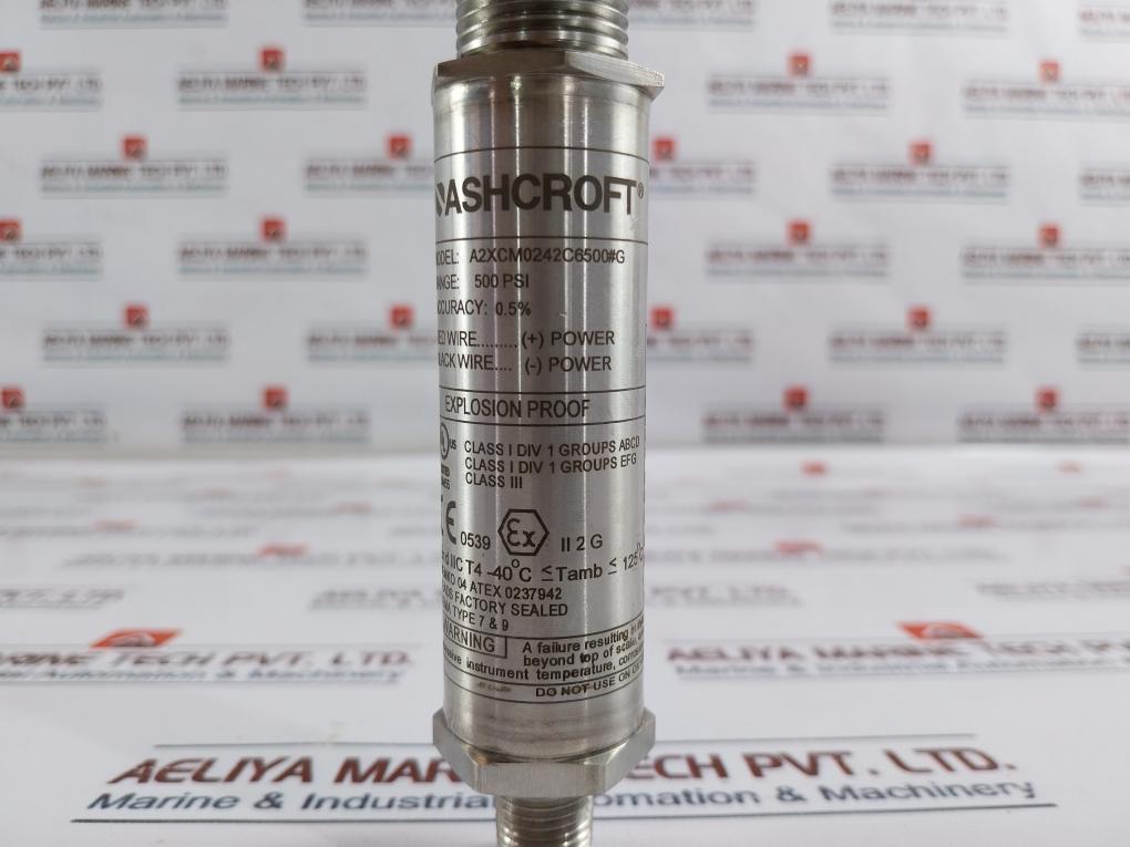 Ashcroft A2Xcm0242C6500#G Explosion/Flame Proof Pressure Transmitter 500 Psi