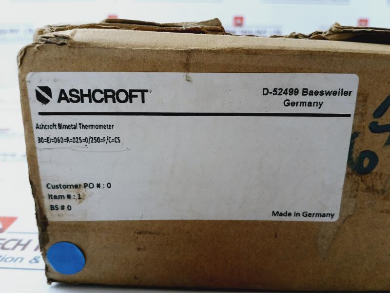 Ashcroft Bimetal Thermometer 0-250°F