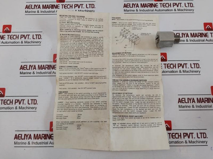 Ashcroft T761T05030-xfs Temperature Switch, 75-205°F, 15A 238A380-01
