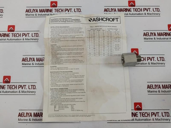 Ashcroft T761T05030-xfs Temperature Switch, 75-205°F, 15A 238A380-01