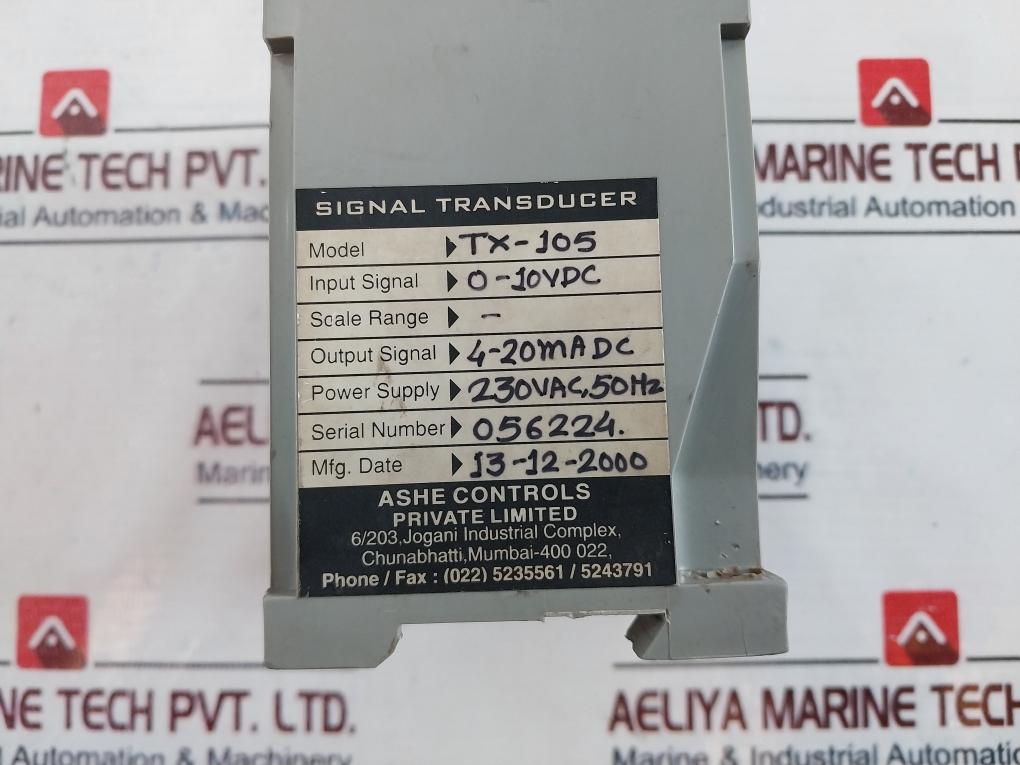 Ashe Controls TX-105 Signal Transducer 230Vac 50Hz