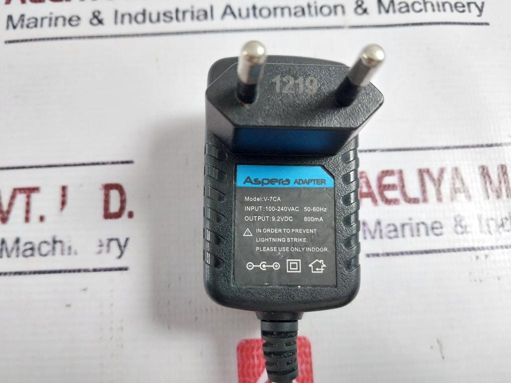 Aspera V-7CA Power Supply Adapter 100-240VAC 50-60Hz 9.2VDC 800mA