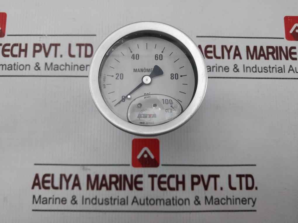 Asta Nbr 14105.1 Pressure Gauge Diameter 1/4 Pol Use Bop Tube 0-100 Psi