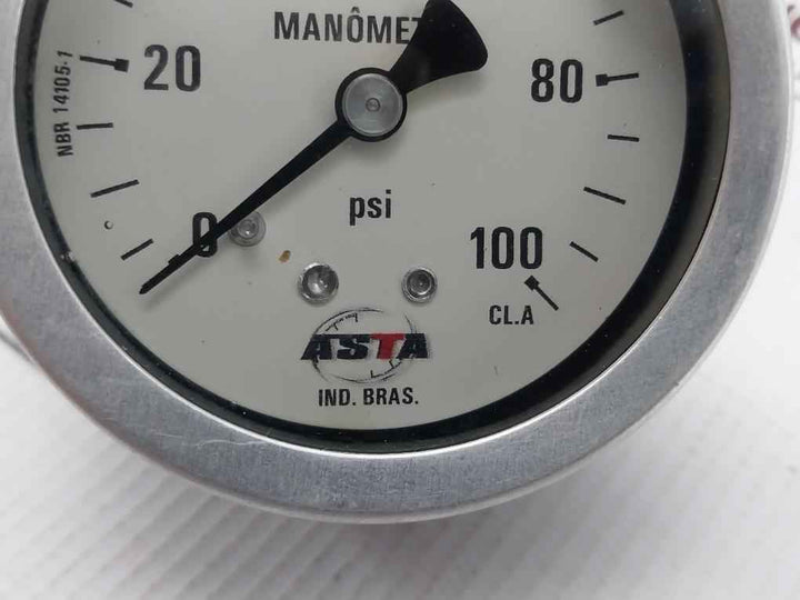 Asta Nbr 14105.1 Pressure Gauge Diameter 1/4 Pol Use Bop Tube 0-100 Psi
