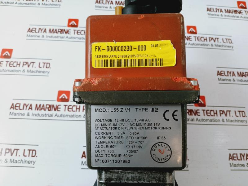 J+J L55 Z V1 Butterfly W/ Electrical Valve Actuator 12-48 Dc // 15-48 Ac