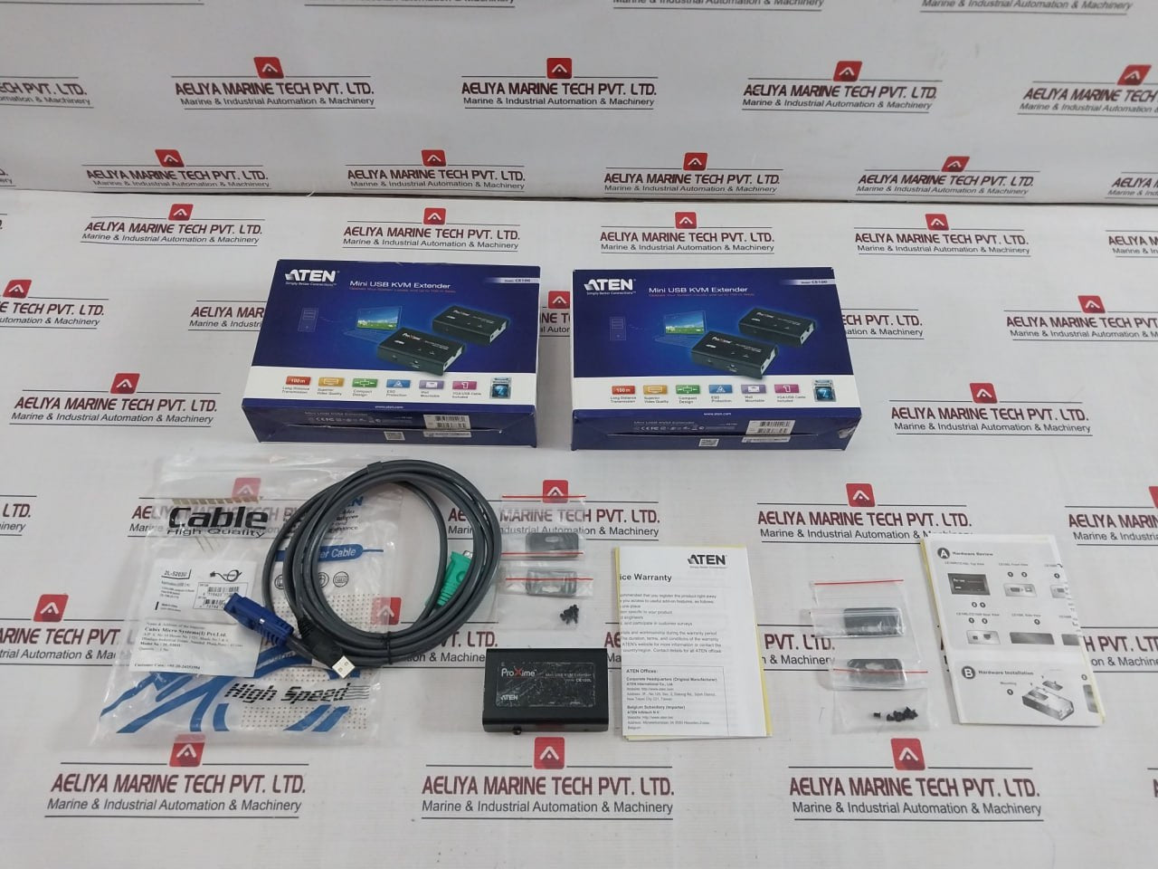 Aten Ce100L Mini Usb Kvm Extender Set With Cable & Kvm Switch Ce100 2L-5203U