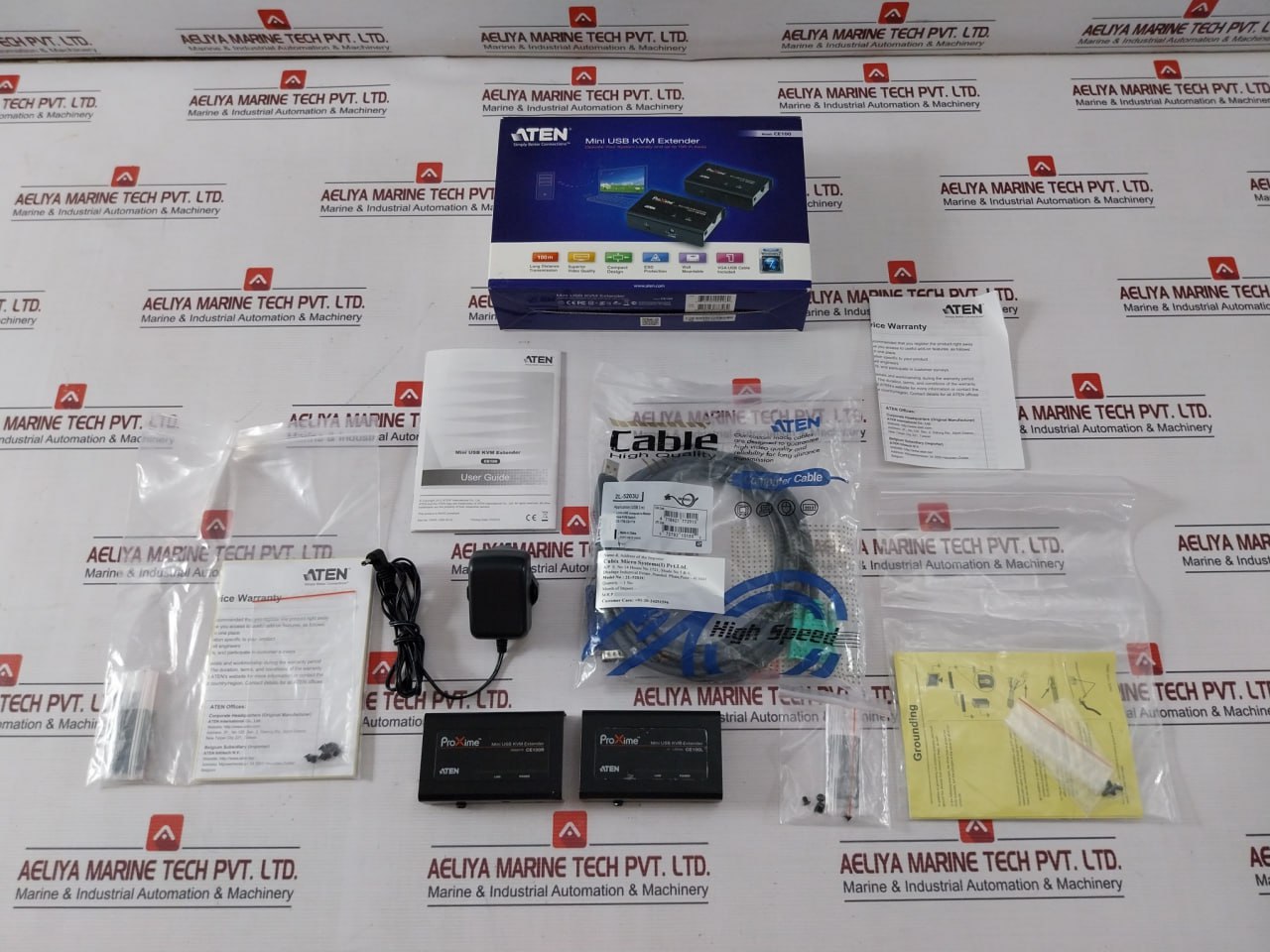 Aten Ce100 Mini Usb Kvm Extender Set With Ac Adapter & Cable Jod-s-050100Bs Dc5V