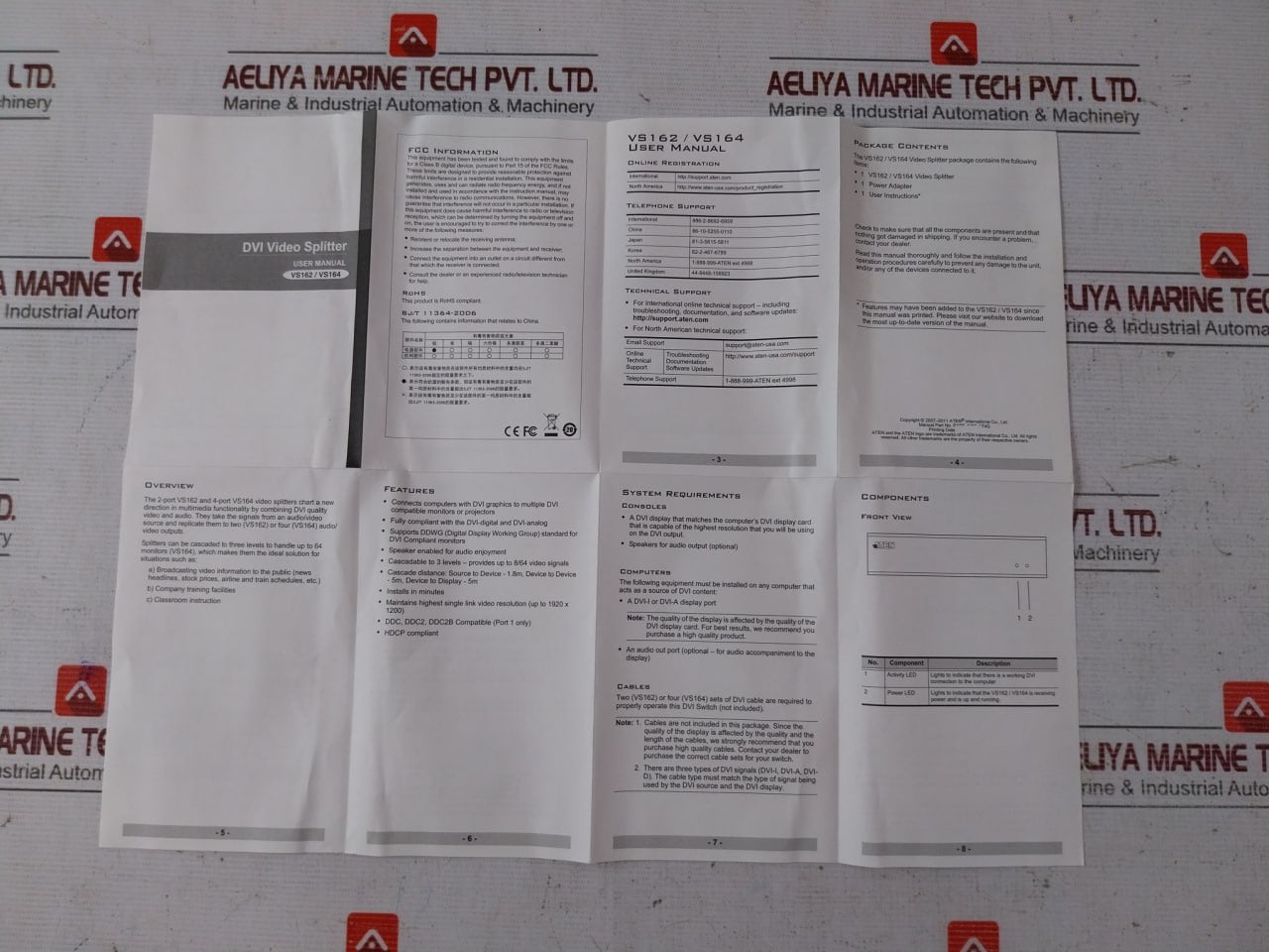 Aten Vs164 4-port Dvi Video Splitter Jod-s-053240Bs 100-240V,50/60Hz,0.5A 5.3V