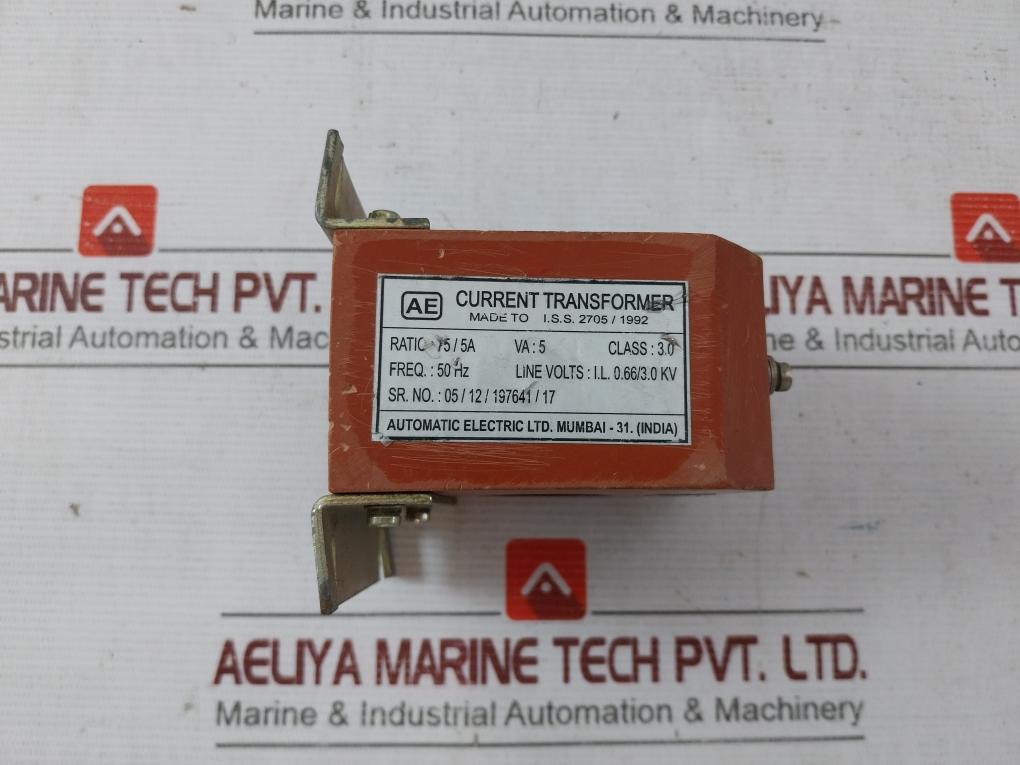 Automatic Electric 75/5A Current Transformer 50Hz I.L.0.66/3.0 Kv