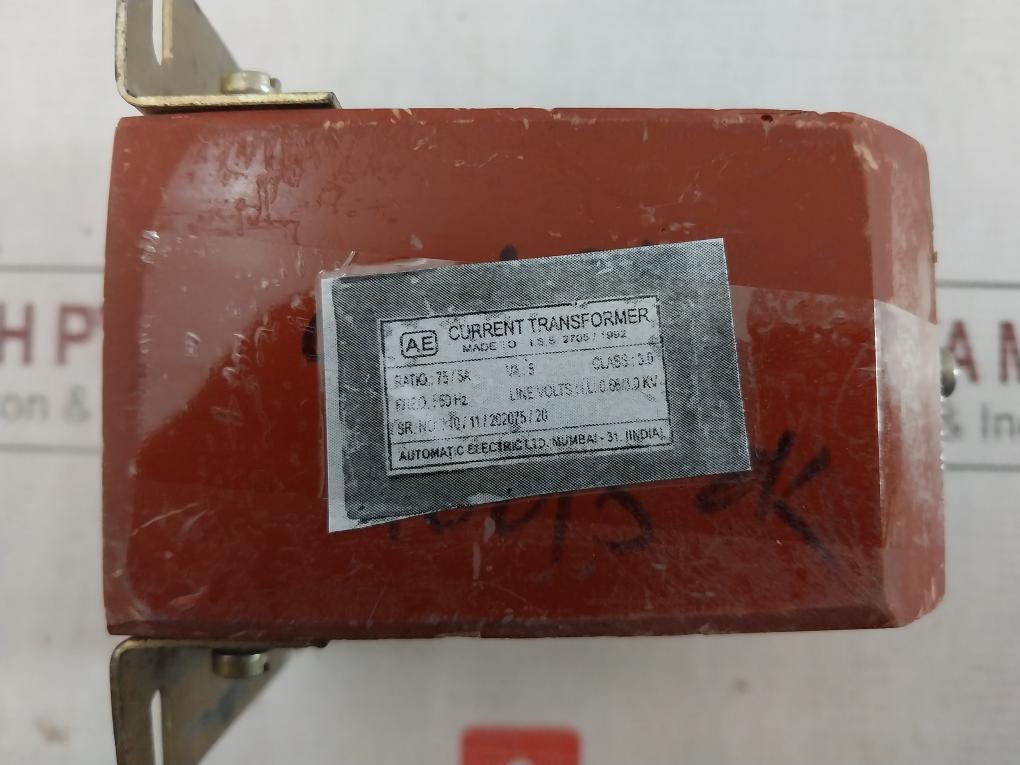 Automatic Electric I.S.S.2705/1992 Current Transformer 75/5A I.L.0.66/3.0Kv 50Hz