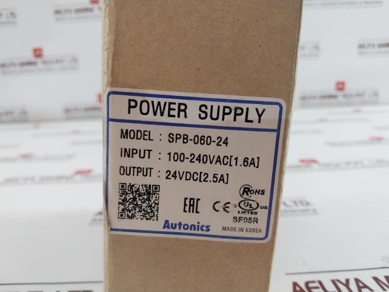 Autonics Spb-060-24 Din Rail Switching Mode Power Supply 100-240Vac~ 50/60Hz