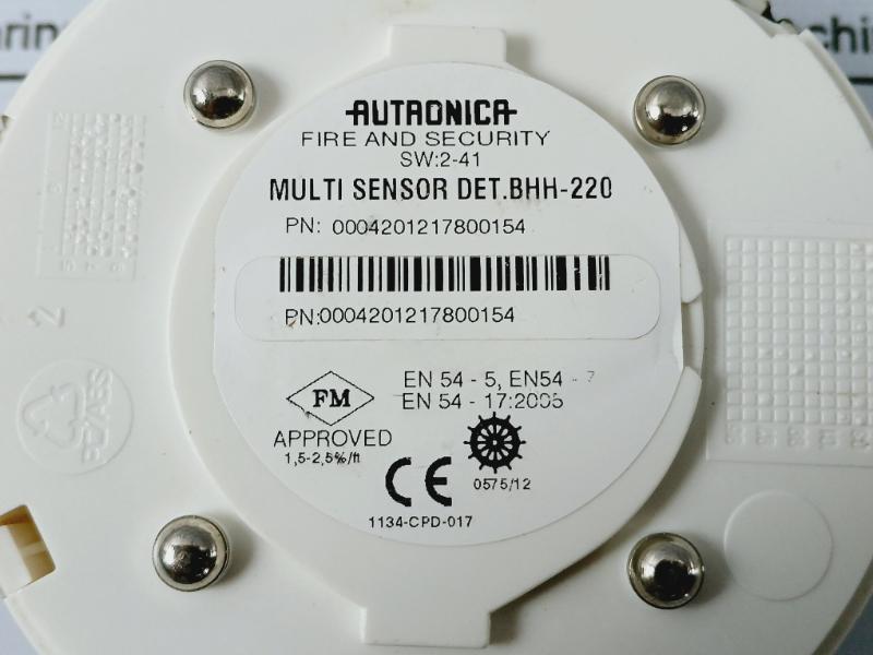 Autronica Bhh-220 Smoke Detector 0004201217800154 0575/12 1134-cpd-017