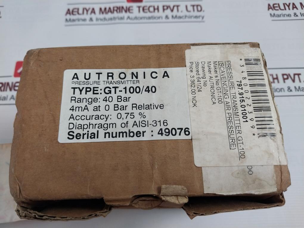 Autronica Gt-100/40 Bar Pressure Transmitter 4-20 Ma 2-wire Aisi-316