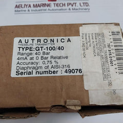 Autronica Gt-100/40 Bar Pressure Transmitter 4-20 Ma 2-wire Aisi-316