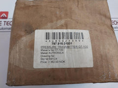 Autronica Gt-100/40 Bar Pressure Transmitter 4-20 Ma 2-wire Aisi-316