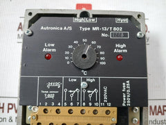 Autronica 220Vac Temperature Alarm & Monitoring Unit Mr-13/T 802