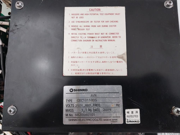 Auxiliary Automatic Voltage Regulator Unit 50/60Hz Shinko Electric Gec10110Ds