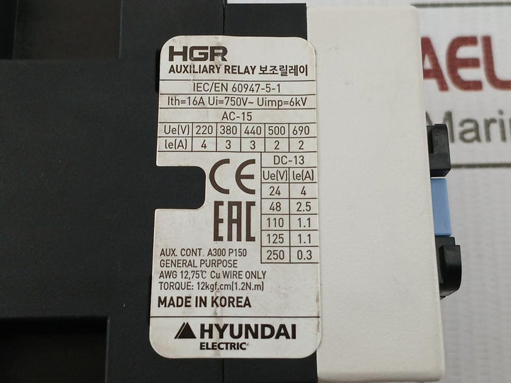 Auxiliary Relay Hgr 31 Hyundai 440V 60Hz