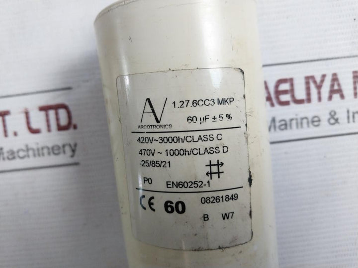 Av Arcotronics 1.27.6Cc3 Mkp Capacitor 420V-3000H 470V-1000H 60 Uf En60252-1