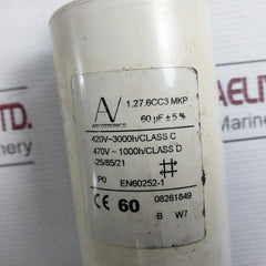 Av Arcotronics 1.27.6Cc3 Mkp Capacitor 420V-3000H 470V-1000H 60 Uf En60252-1