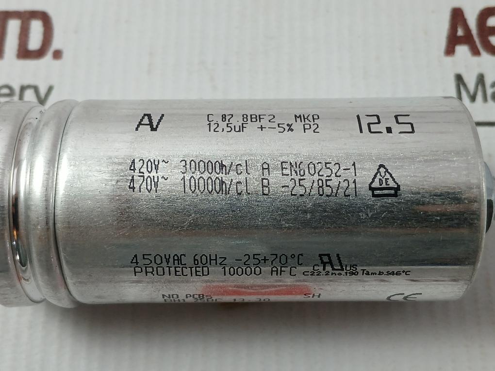 Av Arcotronics C.87.8Bf2 Mkp Capacitor 450Vac 60Hz 0604B16C1