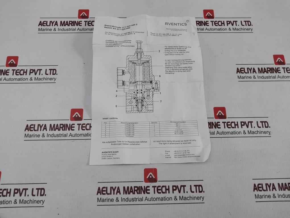 Aventics 3710290002 O-ring Kit Repair For 3/2 Way Valve (8.07, 8.08)