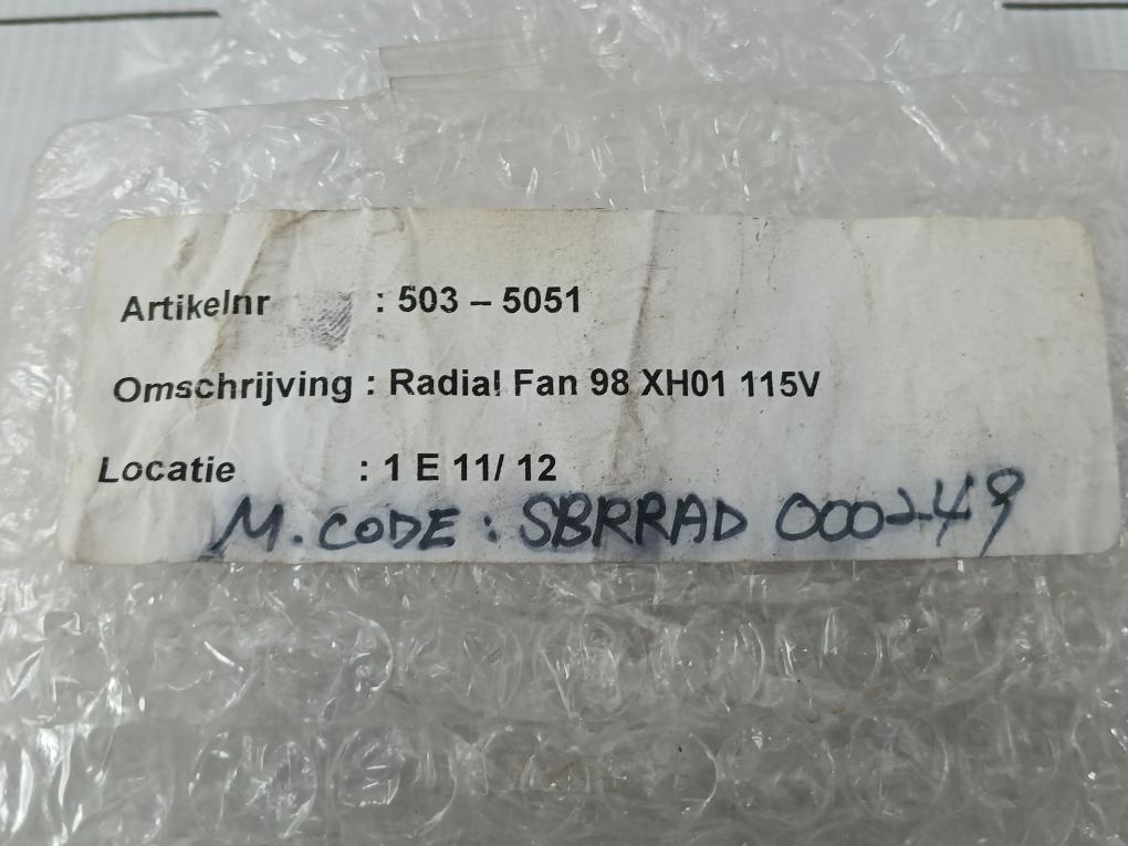 Axial Fan 115v- 50/60hz Etri 98xh0182020